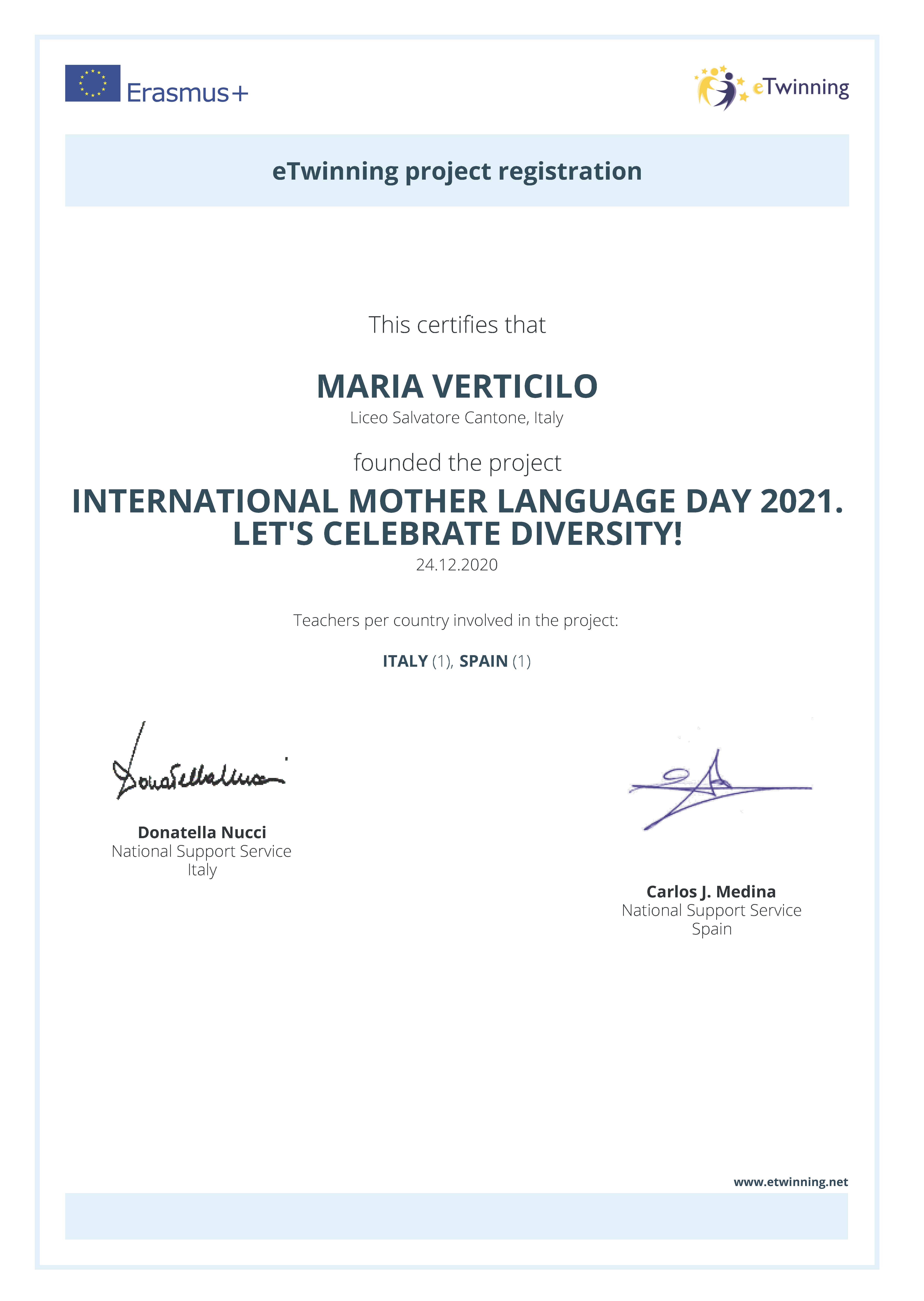 Attestato Twinning 2021